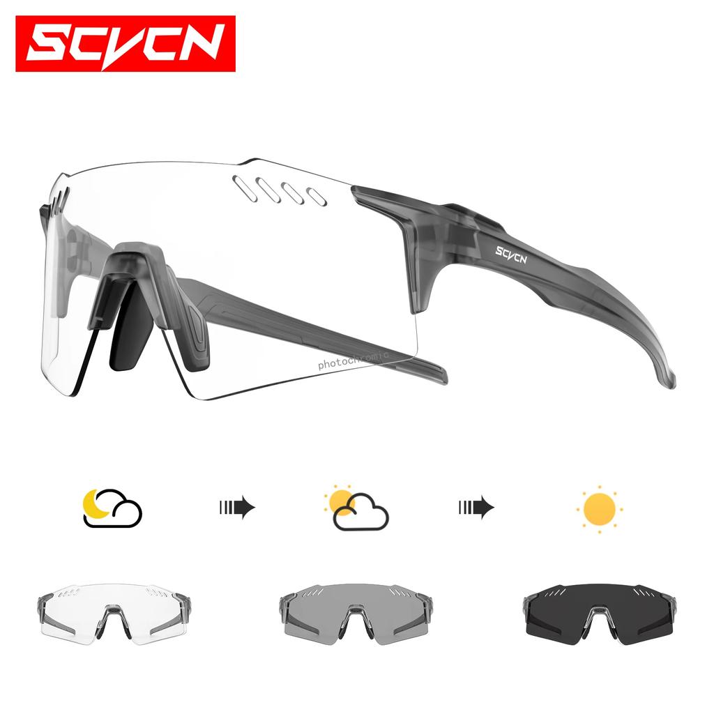 Фотохромные велоочки SCVCN с защитой UV400, спортивные очки для MTB, для велосипеда, гольфа, кемпинга, вождения, на открытом воздухе