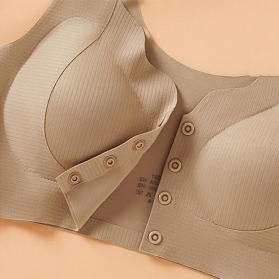 Женский бюстгальтер, бесшовный эластичный плечевой ремень, чистый цвет, беспроводная передняя застежка на пуговицах, хорошая воздухопроницаемость, высокая эластичность