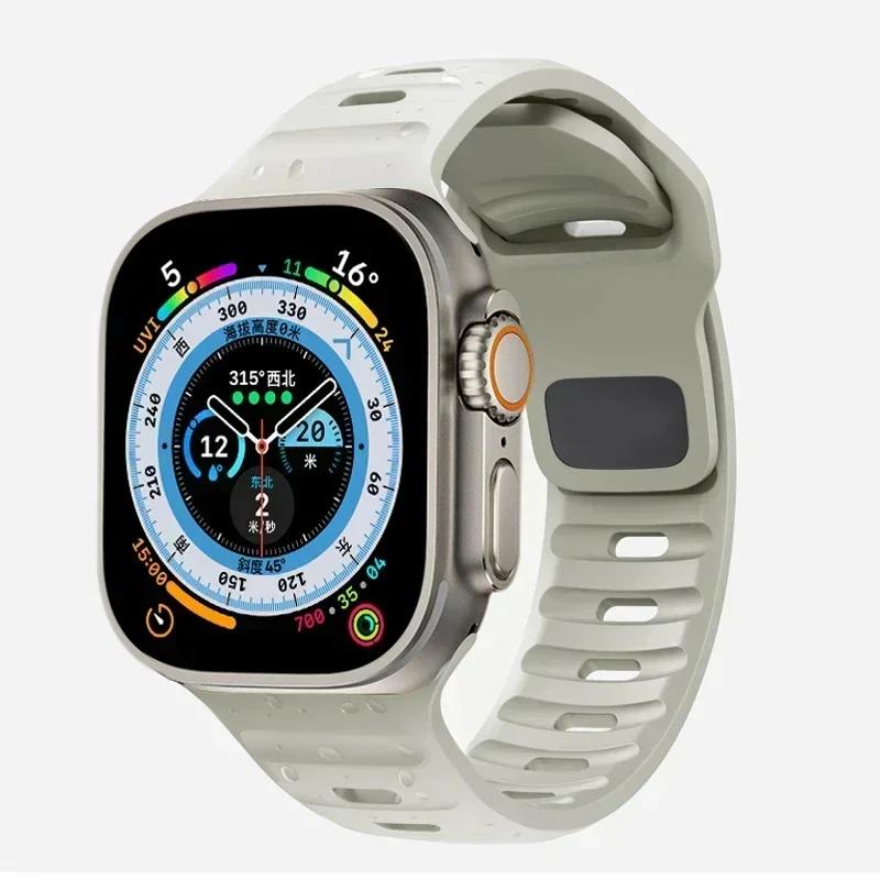 Мягкий силиконовый ремешок для Apple Watch Band Ultra 2, 49 мм, 44 мм, 45 мм, 42 мм, 41 мм, 42 мм, спортивный ремешок для часов iwatch Serise 5, 6, 7, 8, 9, браслет