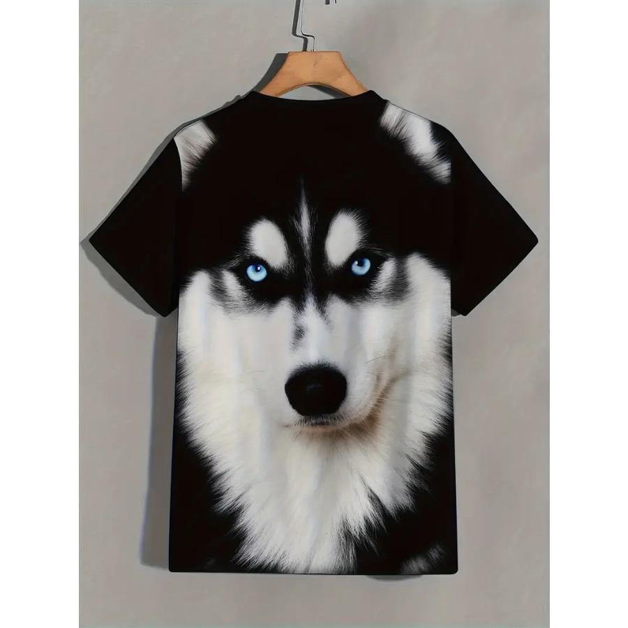 Футболка с коротким рукавом и ярким принтом в виде забавной собаки - ультра-удобная, дышащая, влагоотводящая, спортивная, свободного кроя, лето, весна