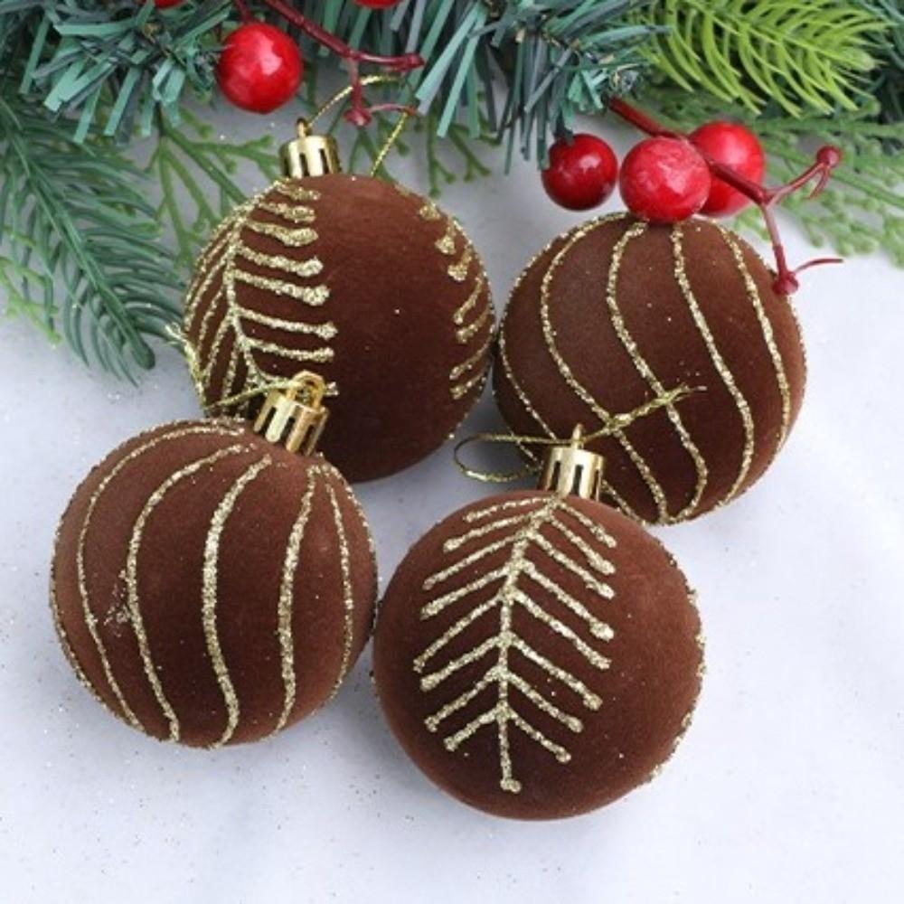 Colorful 6cm Christmas Balls Set Flocking DIY Crafts Christmas Hanging Balls Shatterproof Xmas Tree Pendants Party Favors