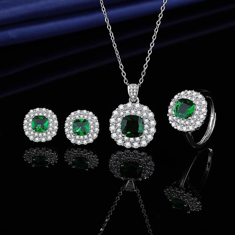 Многоцветный набор украшений с драгоценными камнями: корона королевы, колье, кольцо, серьги и кулон для женщин