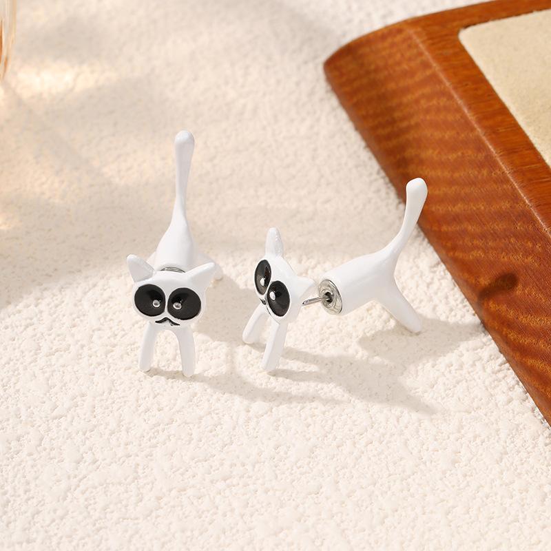 Милые серьги-гвоздики в виде котенка, животного, простые, креативные, мультяшные, с индивидуальностью, для независимой станции