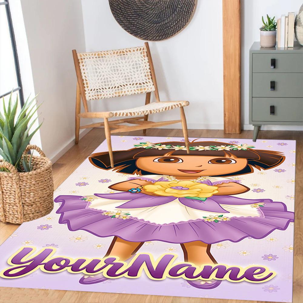Dora Explorer Personalized Name Carpet Design for Living Rooms Outdoor Playrooms Balcony Antislip Carpet Decorate Offices