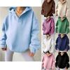 Women's Solid Color Casual Sports Loose Long-sleeved Hooded Sweatshirt