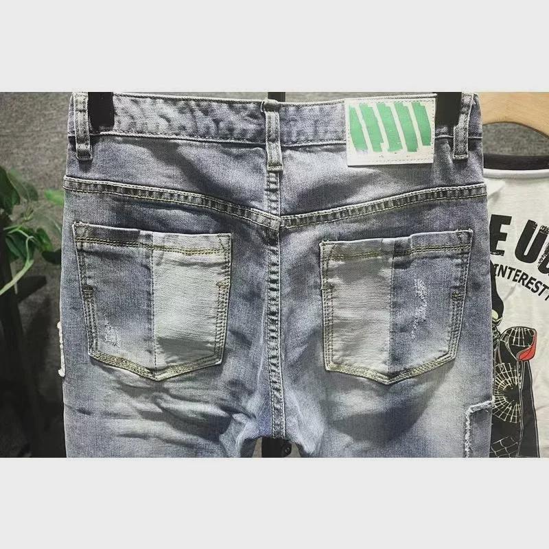 Мужские узкие джинсы в корейском стиле в стиле пэчворк — модные повседневные брюки Nine-Point на весну и осень