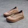 Johnature Натуральная кожа толстая подошва круглый носок мокасины ретро удобные женские туфли на плоской платформе