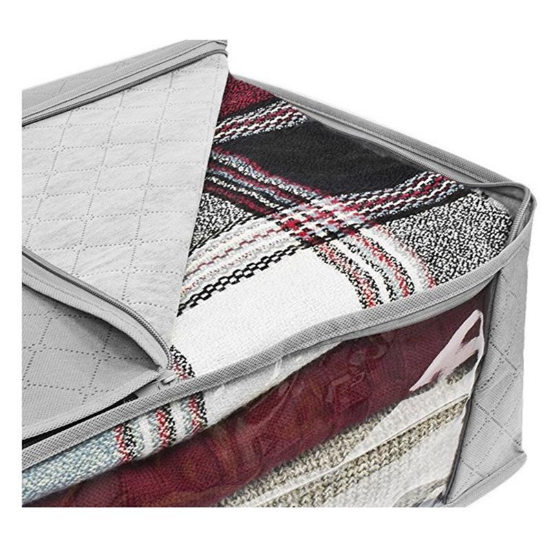 Large Storage Box Zipper Cover Window Folding Organizer Bedroom Shelf Wardrobe Clothes Toy Fabric Foldable Box For Objects