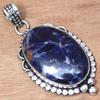 Pendant Blue Sodalite Gemstone Handicraft Valentine'Day Silver Jewelry 2.25"