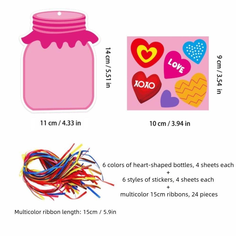 Colorful Heart Shape Valentine's Day Gift Card Confession Gift Set DIY Greeting Cards Cartoon Handmade Cookies Tags