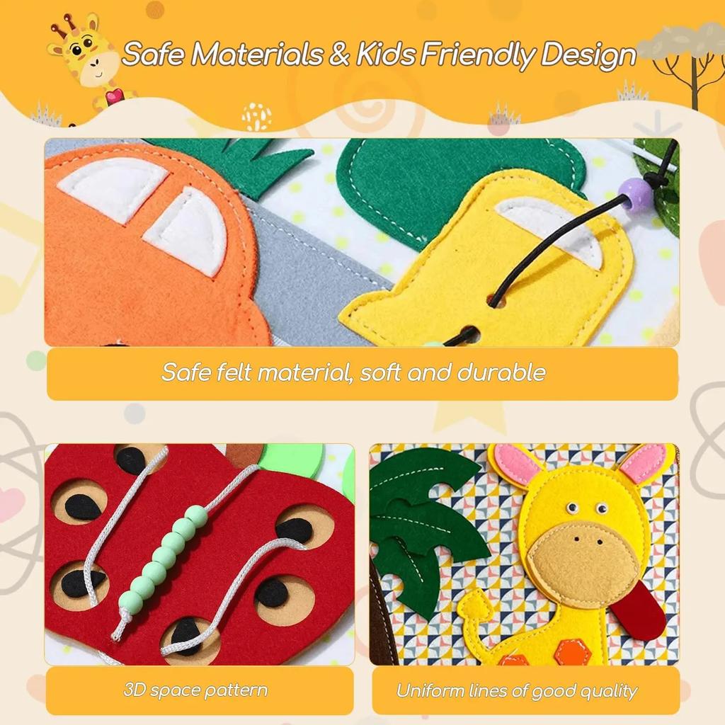 Монтессори Развивающая книжка для малышей, Образовательная сенсорная игрушка, Мягкая книжка-тихоня для младенца, Дошкольные обучающие занятия для детей, Подарок