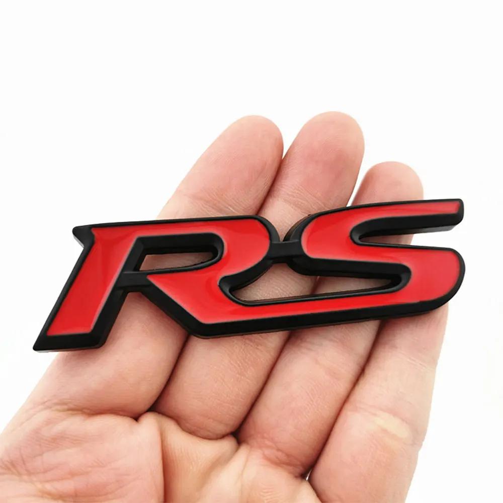 3d Metal RS Sticker Letters Logo Car Front Grille Rear Trunk Emblem Badge For Car Sport RS Sticker Acceessories