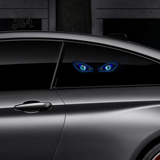 Solar Powered Car Decoration Demon Eye Window Light, Waterproof Wireless Dynamic Warning Sign with Suction Devil Light Cup, USB Charging LED
