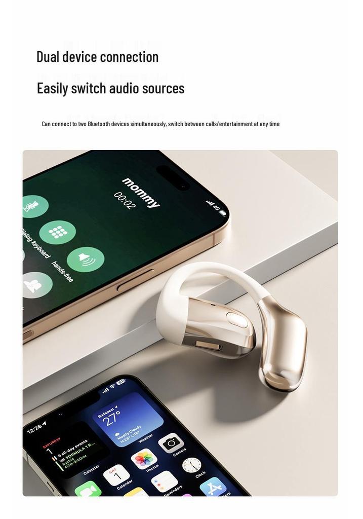 T30 Беспроводные Bluetooth Спортивные Наушники с Заушиной, Шумоподавлением, Длительным Сроком Работы от Батареи, Одноухий Дизайн