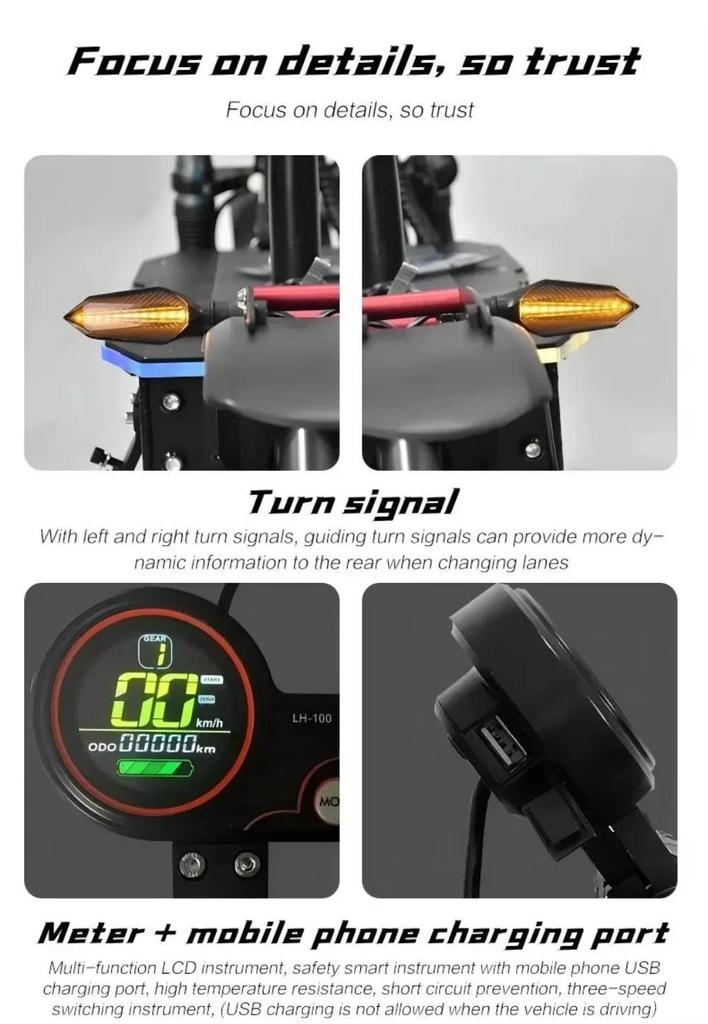 TOURSOR E5B Adult Electric Scooter 6000W Dual Motor 60V 40AH Off-road Tires Electric Scooter for City and Off-road Adventures