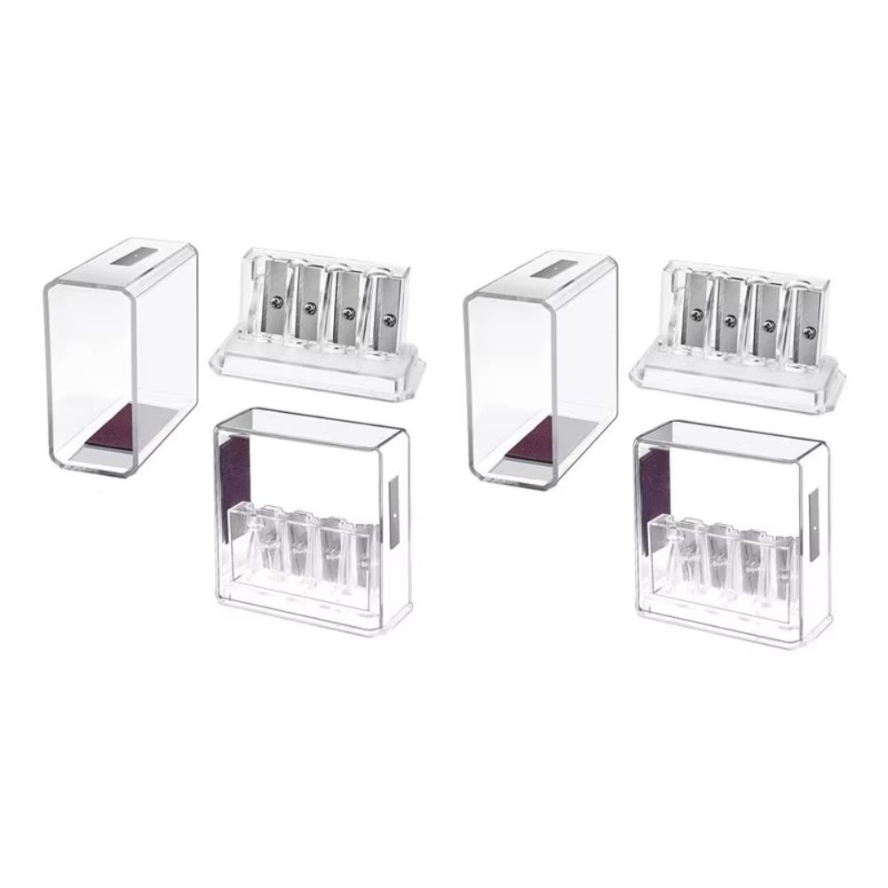 4 Holes Pencil Sharpener Transparent Sketching Students Manual Sharpener Drawing Use