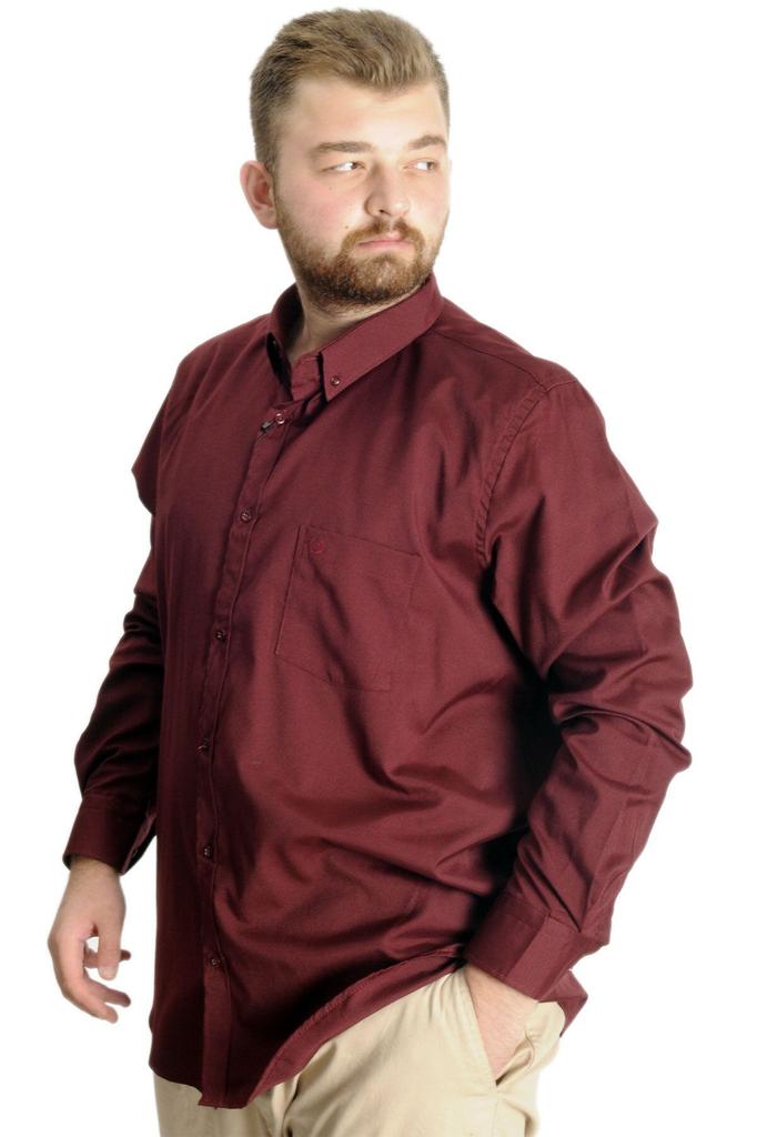 Men's Plus Size Plus Size Shirt Mode Xl Plus Size Men's Shirt with Long Sleeve Pocket Oxford 20366 Claret Red