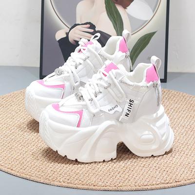 Мода 12СМ Натуральная Кожа Балетки На Шнуровке Мода Женщины Весна Осень Платформа Клинья Балетки Обувь Массивные Кроссовки Вулканизированные