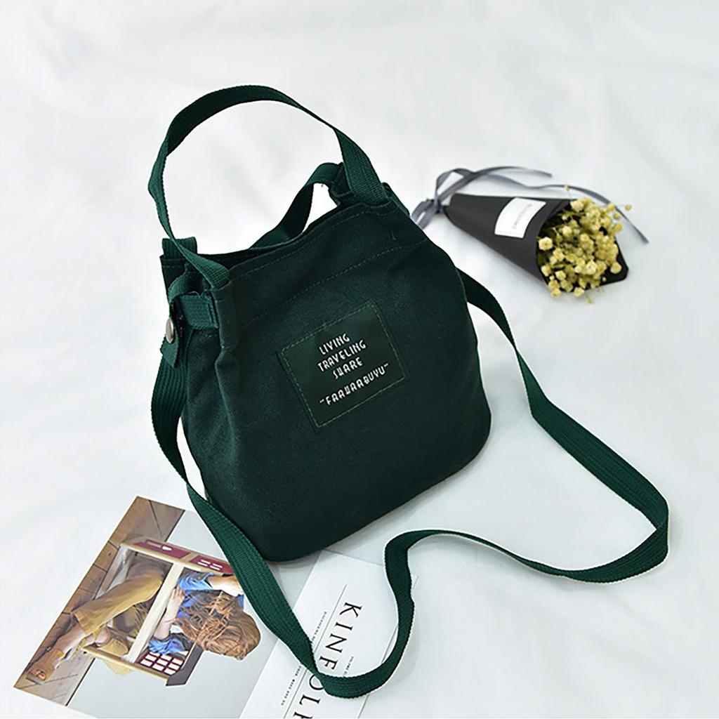 Ladies Messenger Bag Mini Canvas Bag Cloth Bag Cute Portable Bucket Bags
