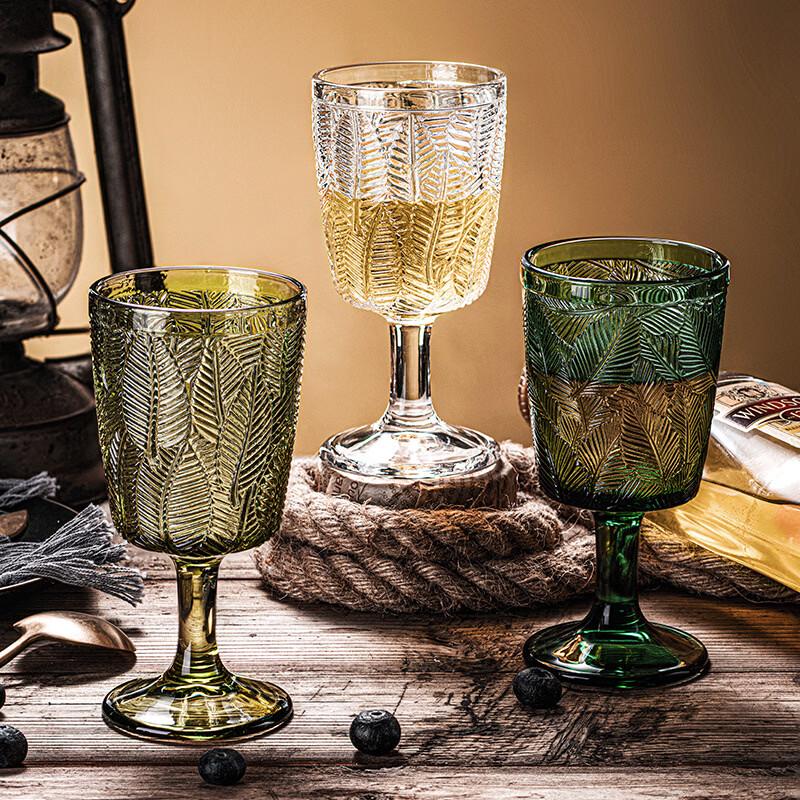 MDNG French Retro Embossed Leaf Glass Goblet