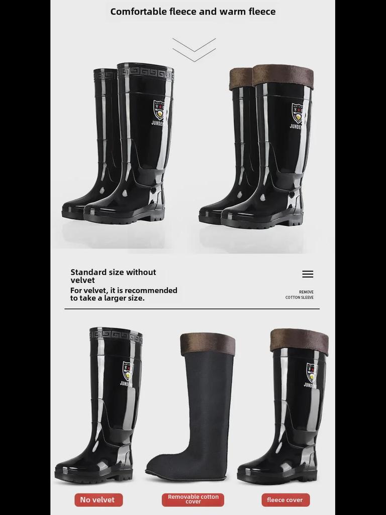 Men's High-Top Thick-Soled Non-Slip Rubber Rain Boots for Construction and Labor Protection.