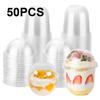 50 PCS Lids Milk Tea Cups Transparent Ice Cream Cups 2025 Dessert Cups