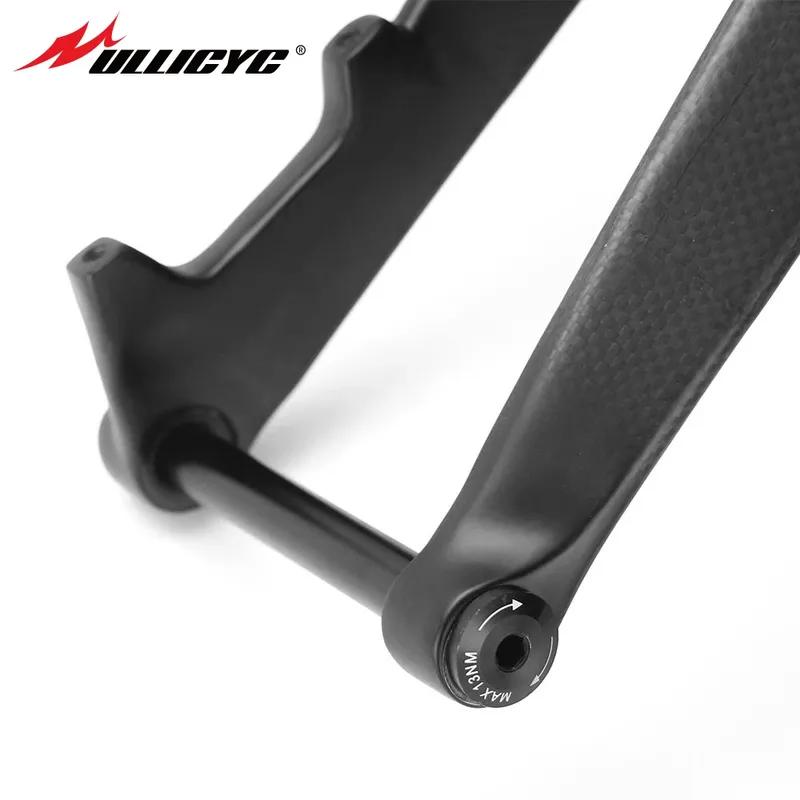 ULLICYC 3K Full Carbon Fiber T800 New Mountain Bicycle Front Fork Tube Thru Axle15*100mm 26/27.5/29 MTB Bike Accessories