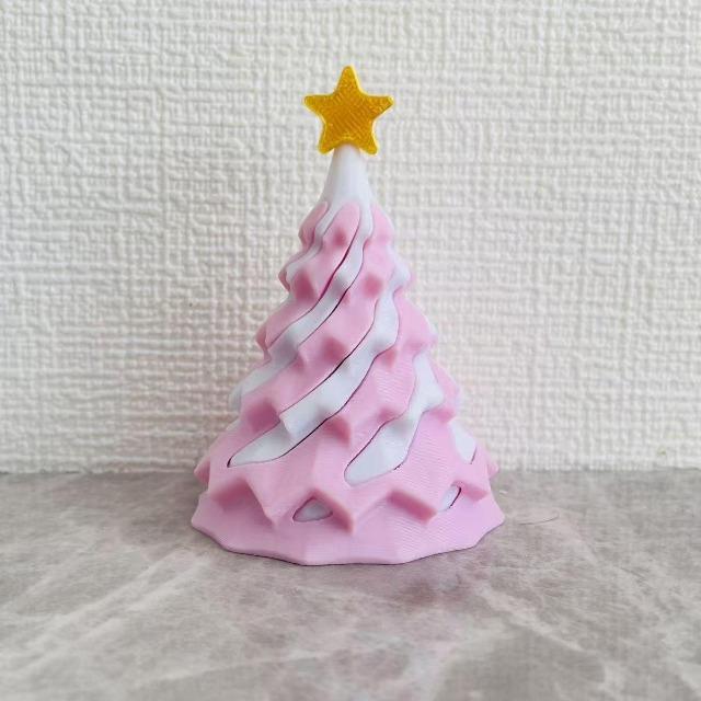 3D Printed Spiral Cone Christmas Ornament - Small Funny Passthrough Fidget Toy, Festive Xmas Gift for Family