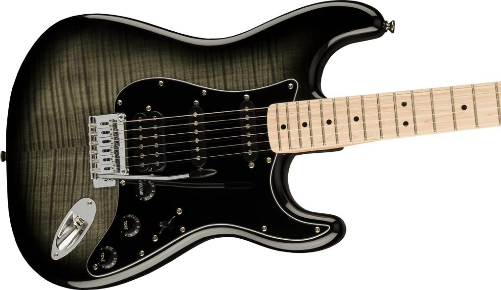 Электрогитара Squier by Fender Affinity FMT Maple Black Black Burst с мягким чехлом Series™ Stratocaster® HSS, накладкой на гриф, пикгардом,