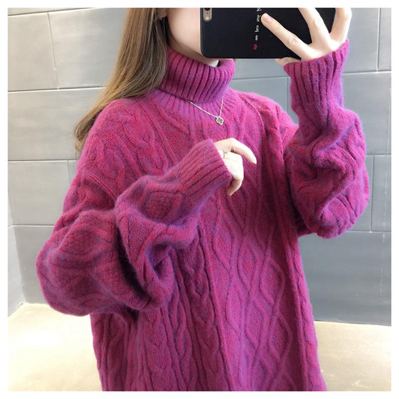 Водолазка, свободный длинный свитер с ленивым ветром, женский полосатый жаккардовый свитер с длинными рукавами, прямой вязаный свитер, женский весенне-осенний