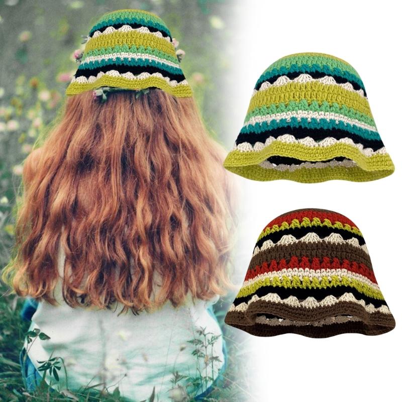 Вязаная панама для женщины, дышащая, многоцветное плетение, панама с широкими полями, для взрослых и подростков, летняя рыбацкая кепка