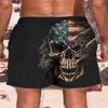 Летние мужские шорты для спорта на открытом воздухе с принтом черепа, пляжные повседневные плавки на шнурке, идеально подходят для отдыха на выходных