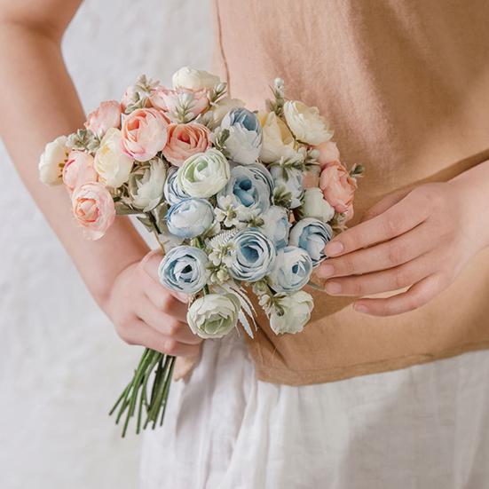 1 Bouquet Artificial Tea Bud Flower 18 Heads Non-withering Realistic No Watering