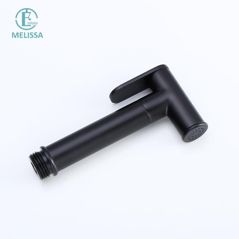 Melissa Modern Hotel Use Wall-Mounted Black Brass Toilet Bidet Sprayer Set with Vertical Spray and Water Saving Features
