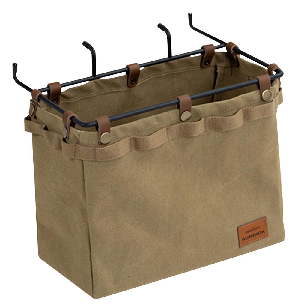 Camping Table Side Storage Bag Large Capacity Multifunctional Folding Canvas Bag with Hook Picnic Desk Cookware Hanging Bag