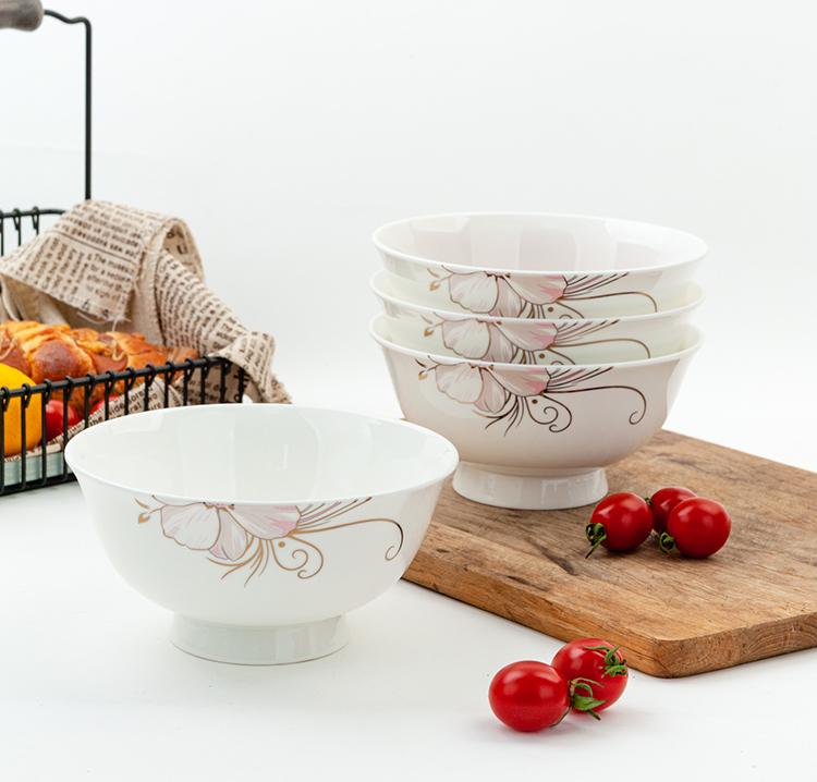 Высокая тарелка Tangshan Bone China 6 дюймов - Идеально подходит для лапши, каши, риса и многого другого; Безопасно для микроволновой печи и защита от ожогов.