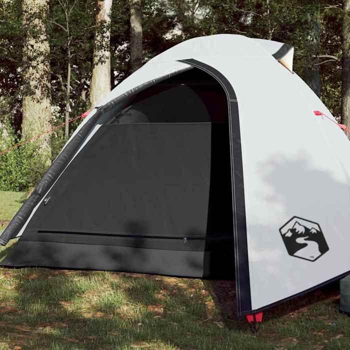 VidaXL Tente de Camping 3 Personnes, Tente d'Ombrage avec Sac, Auvent Portable avec Parois Latérales pour Randonnée, Blanc 94334