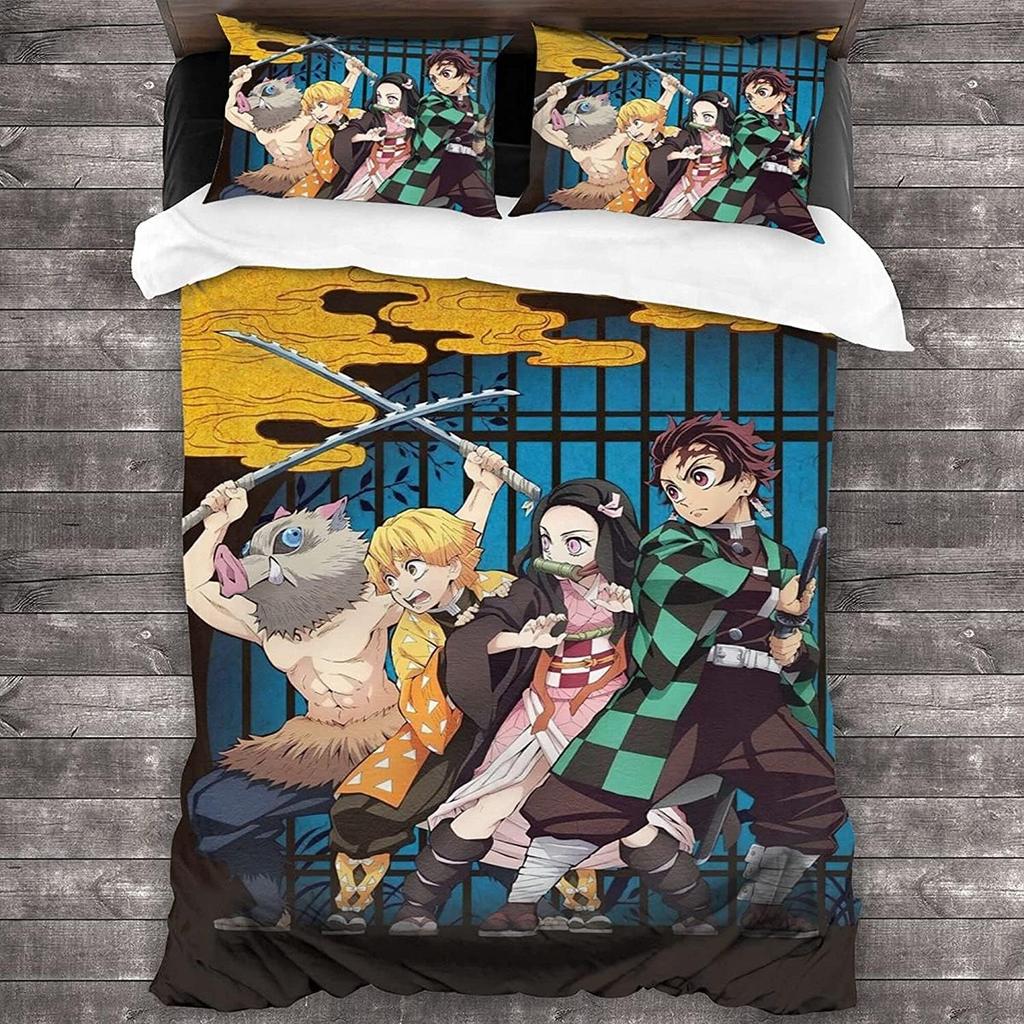 Nezuko Kamado Bedding Set Anime Muichiro tokito Duvet Cover Comforter Bed Linen Single Twin Full Queen Size Kids Girl Boys Gift