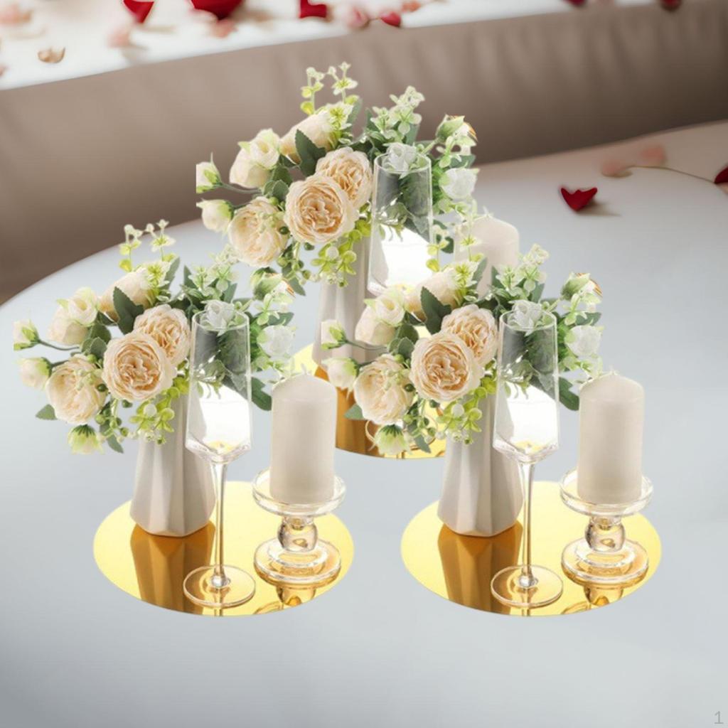 3 шт. Зеркальные центральные элементы для стола Декоративные подносы Круглые тарелки Проекты для творчества