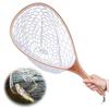 Landing Fish Net Fishing Hand Nets with Clear Rubber Mesh Netting Wooden Handle Fly Fishing Equipment for Catch and Release