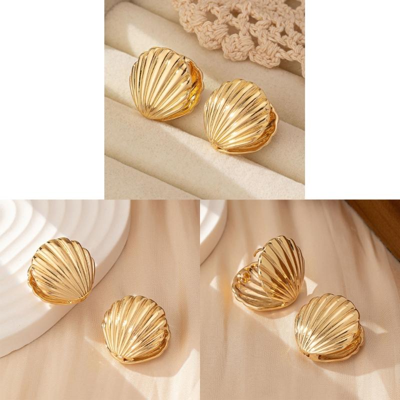Small Piercing Earring Simple Small Shells Shaped Studs Earring Sweet Cool Party Jewelry Fashion Metal Ear Buckle