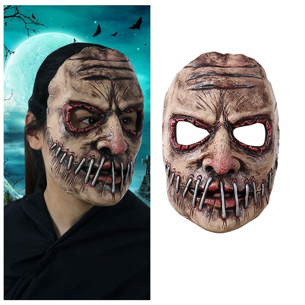Маска-призрак на Хэллоуин с большим ртом и ногтями, имитация головного убора, маска на Хэллоуин, крутая маска ужасов для взрослых