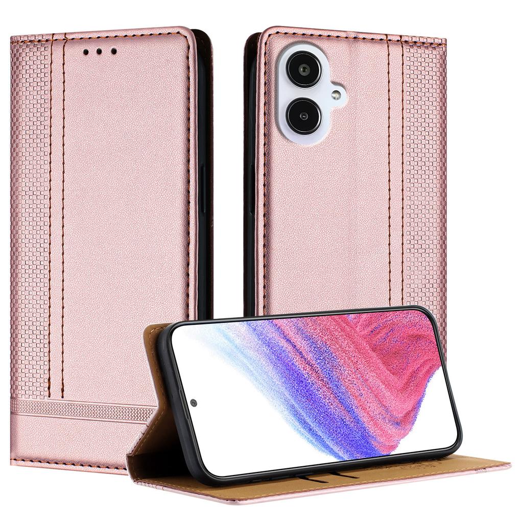 For Samsung Galaxy A25e Case L-Shaped Grid Pattern Leather Stand Phone Cover with Card Slots
