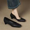 Модная новая весна/осень Натуральная кожа Женская обувь Туфли с квадратным носком для женщин Модная лаконичная обувь Средний каблук Ручной работы Женские туфли-лодочки