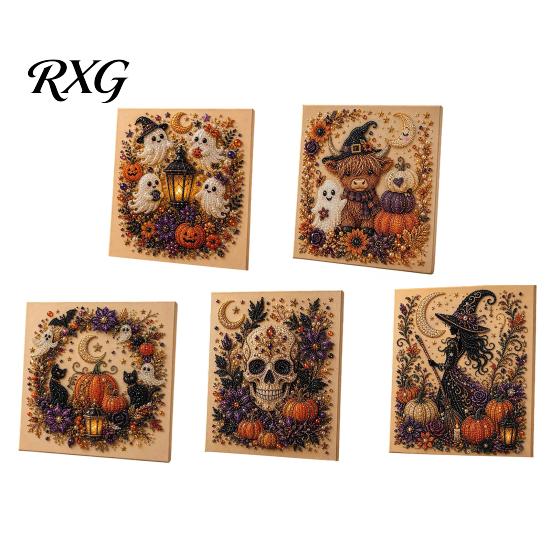 Quirky Halloween Art Projects Ghost Faux Pearl DIY Kit, Spooky 3D Bead Festive Kit Painting Crafts, Gothic Wall for Adults Beginners Creative