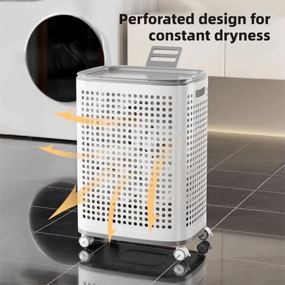 Пылезащитная Полая Стирочная Корзина Пластиковая Корзина для Стирки на Колесиках Корзина для Хранения Игрушек Спальня