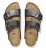 Klapki damskie Birkenstock Arizona Birko-Flor srebrne regular (1029233)