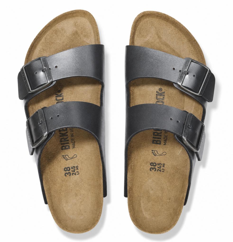 Klapki damskie Birkenstock Arizona Birko-Flor srebrne regular (1029233)