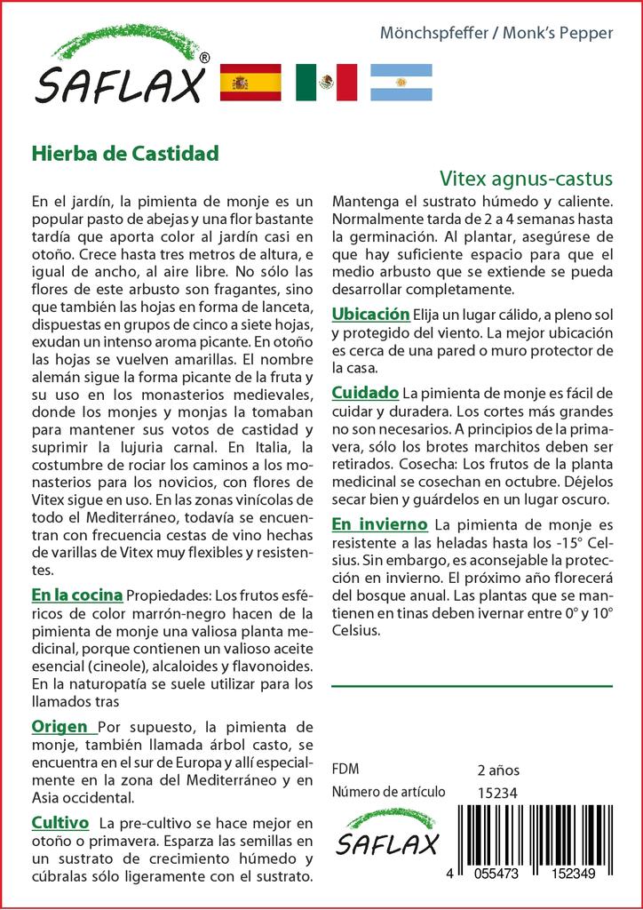 SAFLAX Garden in the Bag - Monk's Pepper - 30 семян - С субстратом в подходящем пакете - Vitex agnus-castus