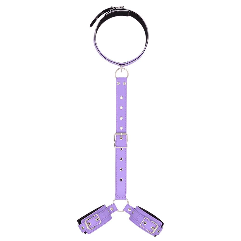 Sexy Bondage Collar Handcuffs Training Slave Sex Toys Chastity Belt Sex Furniture BDSM PU Leather